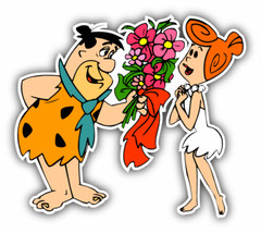 The Flintstones Fred Wilma Flowers Cartoon Car Bumper Sticker Decal 5» x 4»