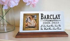 Pet Picture Memorial Plaque for Shelf or Mantel – Solid Marble – 4″ x 8″ If Love