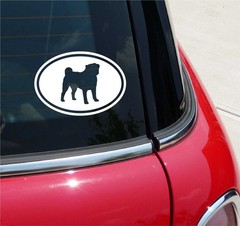 Euro Pug Dog Graphic Decal Sticker Car Wall Oval NOT Two Colors