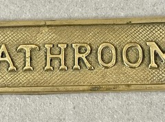 RARE Solid Brass Bathroom Door Sign Vintage Collectible 5.25” x 1.25”