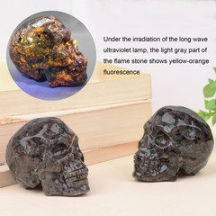 2 Inch Flame Yooperlite Stone Crystal Skulls Decor,Human Skull