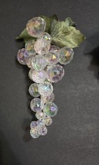 Iridescent Clear Plastic Grape Cluster Picks Set Of 3 Beaded Ornament Decor