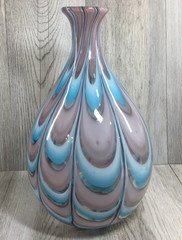 Lavender to Blue Melting Swirl Teardrop Glass Vase 11.5 x 6 inches