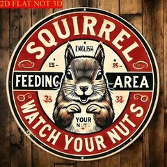 Playful Outdoor Decor Metal Sign Squirrel Feeding Area Accent Sign Decoration