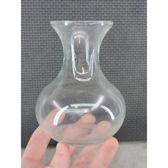 Clear Glass Bud Vase 5.5 Inch Round Bulbous Flared Neck Hand Blown Minimalist