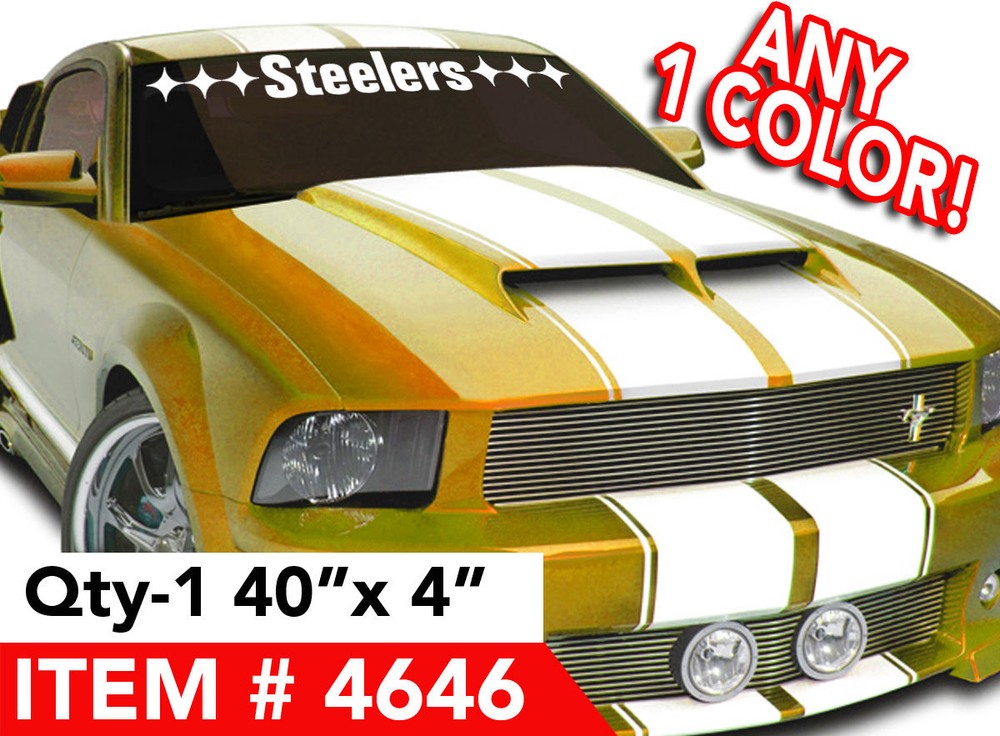 PITTSBURGH STEELERS STARS WINDSHIELD DECAL STICKER 40″ x 4″ ANY 1 COLOR