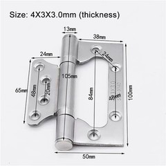 4 Inches Door Hinges, Non-Mortise Stainless Steel Door Hinges with Door Stoper