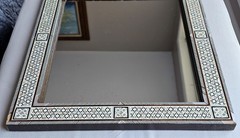 Vintage Egyptian MOTHER OF PEARL Mosaic Inlay MIRROR Handmade Arabesque, 13×16″