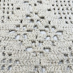 VTG Handmade BLANKET/AFGHAN Crochet Ivory ThickHeavy Cottage/Grannycore 73 x 54”