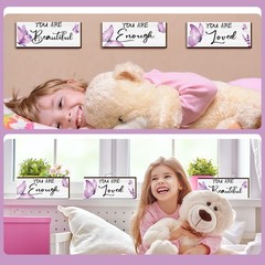 3 Pcs Butterfly Wooden Hanging Wall Art Positive Quotes Butterfly Wall Art Pr…