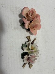 Napoleon of Italy Lot Iot Of 2 Ceramic Flower Sculpture Approx 5 X 3 Inches