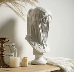 Abstract Veiled Face Sculpture Modern Resin Statue Minimalist Home Decor Art