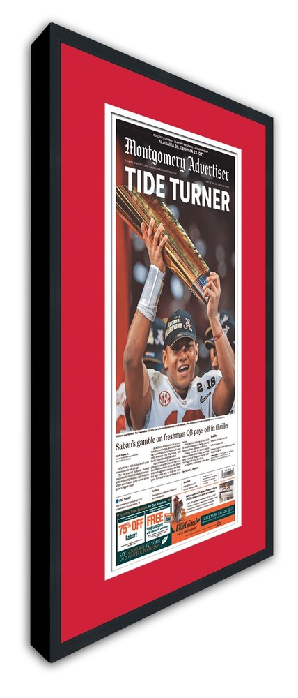 11×22 Newspaper Frame With Red and White Double Mat