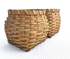 Vintage Double Hand Woven Basket Organization