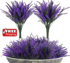Artificial Lavender Flowers – 10 Pcs Artificial Flowers for Outdoors Faux Lavend