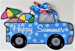 Happy Summer VINTAGE Style TRUCK WALL ART Sign Door Hanger Plaque Beach Decor
