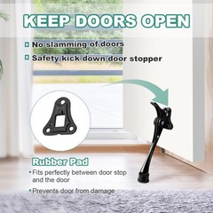 Door Stoppers, 6 Inch Kickdown Door Stop, Non-Slip Rubber Tip, One Touch Heav…