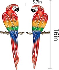 Metal Outdoor Wall Art Decor,3D Colorful Garden Birds Sculpture Outdoor Iron Han