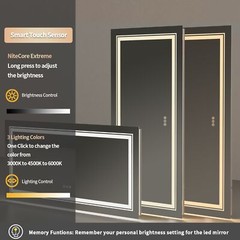 WISFOR Wall Hanging Led Backlit Bathroom Mirror Anti-fog Function Touch Sensor