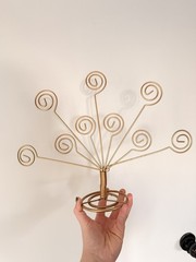Gold Metal Wire Card Photo Holder Peacock Tree Style Free Standing Fan