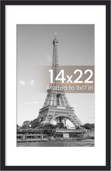 14×22 Picture Frame, Display Pictures 11×17 with Mat or 14 x 22