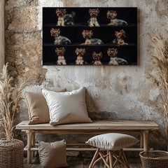 Yorkshire Terrier Dog Collage Canvas Wall Art Small Dog Portrait Decoration