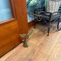 Whale Tail Door Stop Brass Finish Cast Aluminum Nautical 7 in Decorative