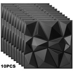 10PCS 3D Wall Panels Diamond Design Textured Accent PVC Wall Background Decor