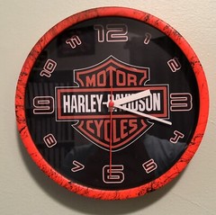 Harley-Davidson Shield Bright Orange Design 9” Wall Clock