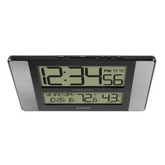11 In. X 7 In. Atomic Digital Clock with Temperature and Humidity in Aluminum Fi