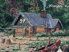 Beautiful Thomas Kinkade Tapestry 29x 26 Tag Cabin Canoe Lake Scenery No Rod