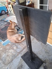 Large Rustic Wood Freestanding Rectangle Sign «Please Be Seated» Black/White