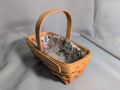 Longaberger 2000 Century Celebration small basket w/ floral lining and protector