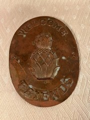 Vintage Solid Brass “Welcome Friends” Plaque Wall Mount 9” Upper Deck 1988