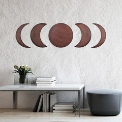 5 Pieces Metal Moon Phase Wall Decor Rusty Moon Distressed Country Primitive Hom