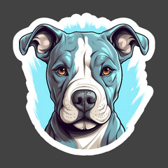 Pit Bull Sticker Vinyl Decal Blue Pitbull Portrait Dog Lover Pet Owner Gift