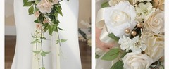 9.8 Inch Wedding Bouquets for Bride Bridesmaid, Champagne Rose Bridal Bouquets