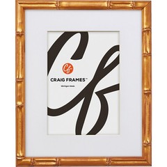 Vintage Bamboo Gold Picture Frames, 0.625″ Wide, With a Single White Mat
