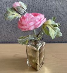 9″ Ranunculus in Mercury Glass Vase