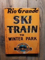 Vintage Rio Grande Ski Train Reproduction Steel Sign FREE SHIPPING