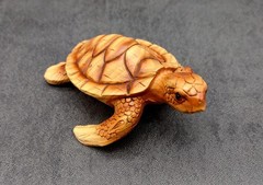 Sea Turtle Figurine Brown Wood Style (1 turtle approx. 3+ inch long)