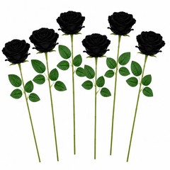 Set of 6 Black Velvet Roses Gothic Artificial Flowers Moody Wedding Roses Hallow