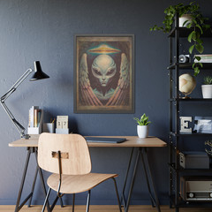Vintage ALIEN ANGEL Disclosure Wall Art, Sci-fi Religious Decor, Cryptid Poster