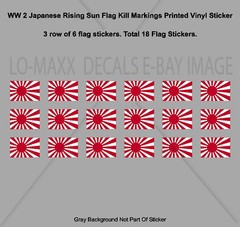 WW 2 Japanese Rising Sun Flag Fighter Bomber Kill Markings Printed Vinyl Sticker