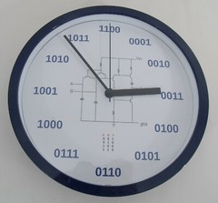 Geek Clock Analog Clock with binary numbers, NAND circuit, truth table