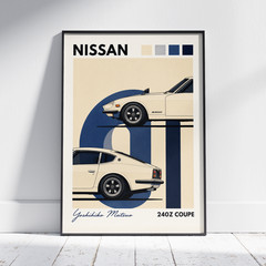 Nissan 240Z Poster Vintage Japanese Classic Car Wall Art Garage Decor Print Gift