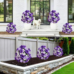 Set of 2 UV Resistant Purple Petunia Topiary Ball Trees for Outdoor Decor