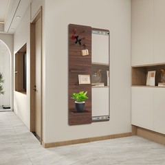 Hide Wall-mounted Full-length Dressing Mirror With Shelves Hooks And Slide Rail