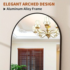 Full Length Floor Mount Mirror. Aluminum Alloy Frame Arch HD For Bedroom