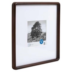 12″x12″ Rounded Edge Brown Plastic Frame, Matted for a 5″x5″ Picture